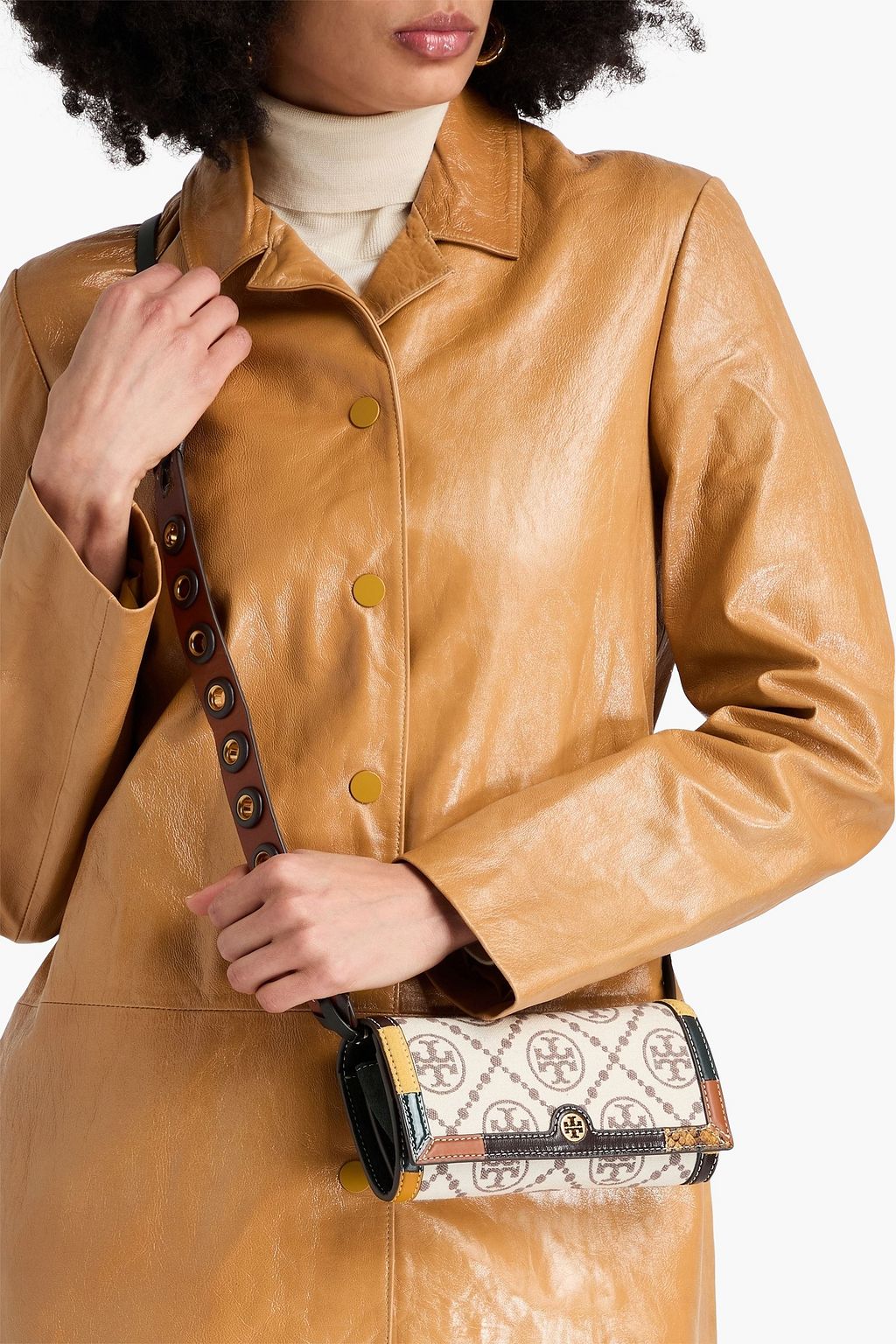 TORY BURCH 가죽 트리밍 자카드 지갑