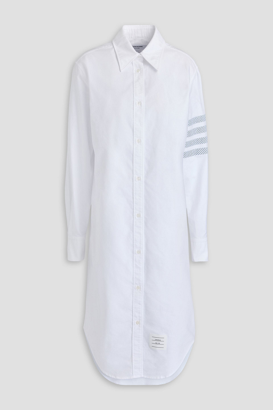 Thom Browne Striped Cotton Oxford Shirt Dress In White