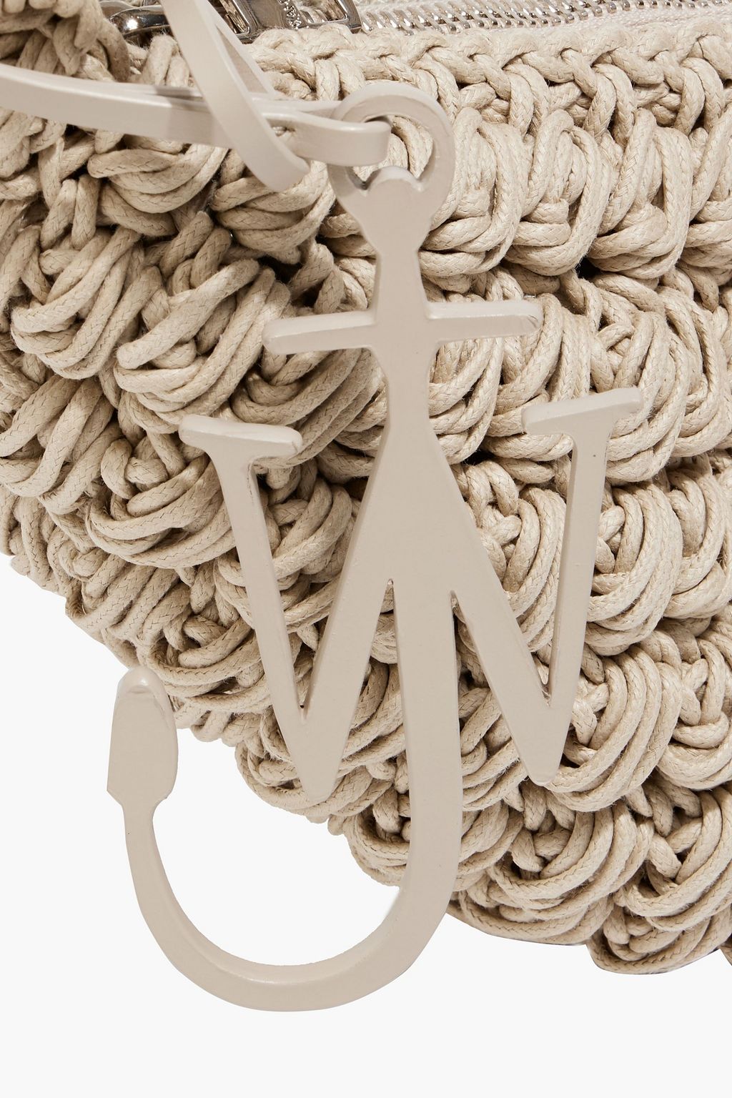 JW ANDERSON Popcorn leather-trimmed crocheted cotton shoulder bag