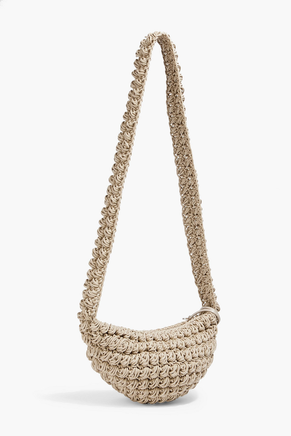 Jw Anderson Popcorn Leather-trimmed Crocheted Cotton Shoulder Bag In Beige