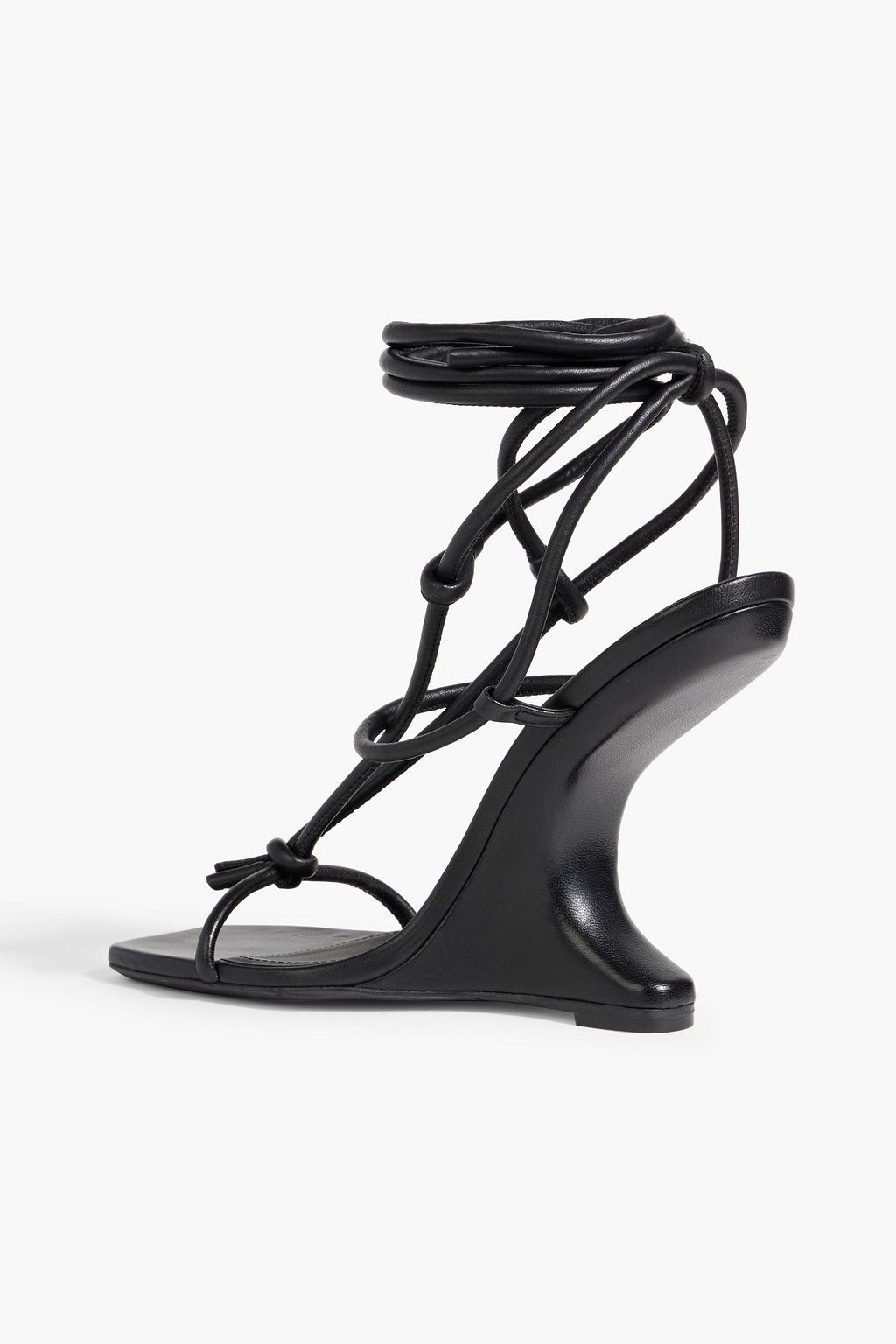 RICK OWENS Cantilever knotted leather wedge sandals