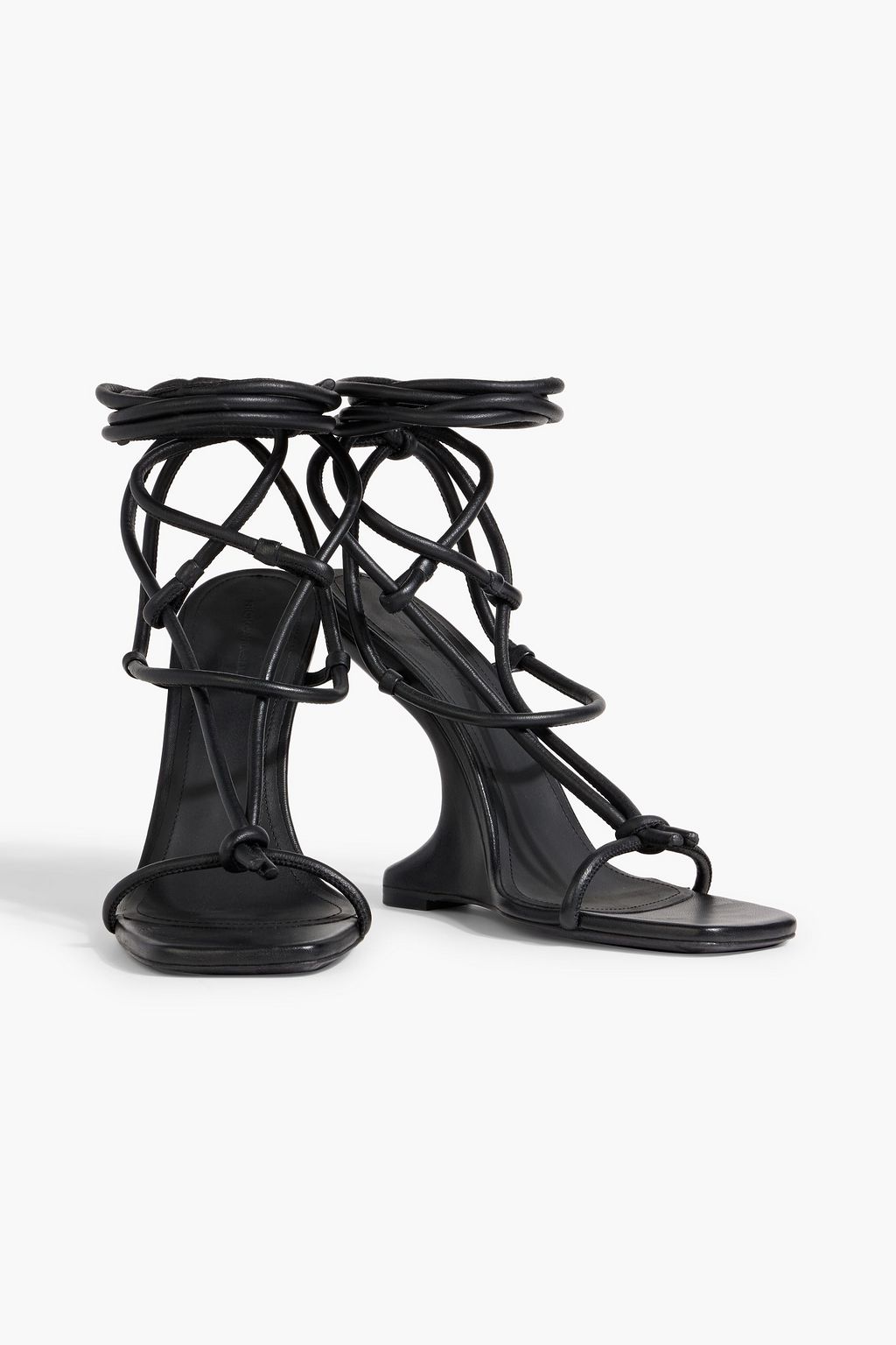 RICK OWENS Cantilever knotted leather wedge sandals