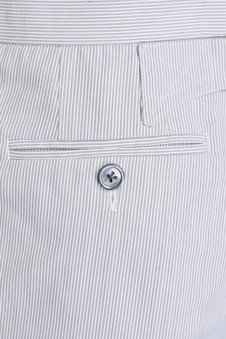 Thom Browne Striped Cotton Shorts In Gray