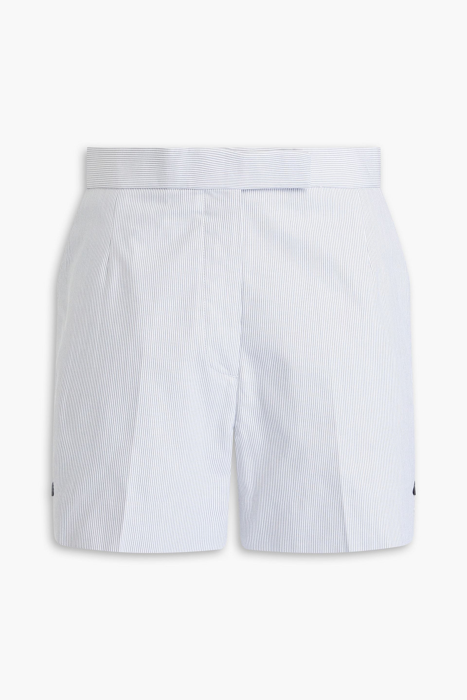 Thom Browne Striped Cotton Shorts In Grey