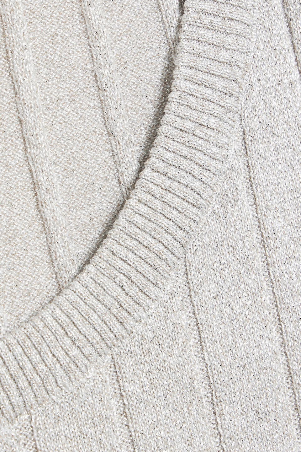 Brunello Cucinelli Metallic Ribbed Silk-blend Tank In Platinum