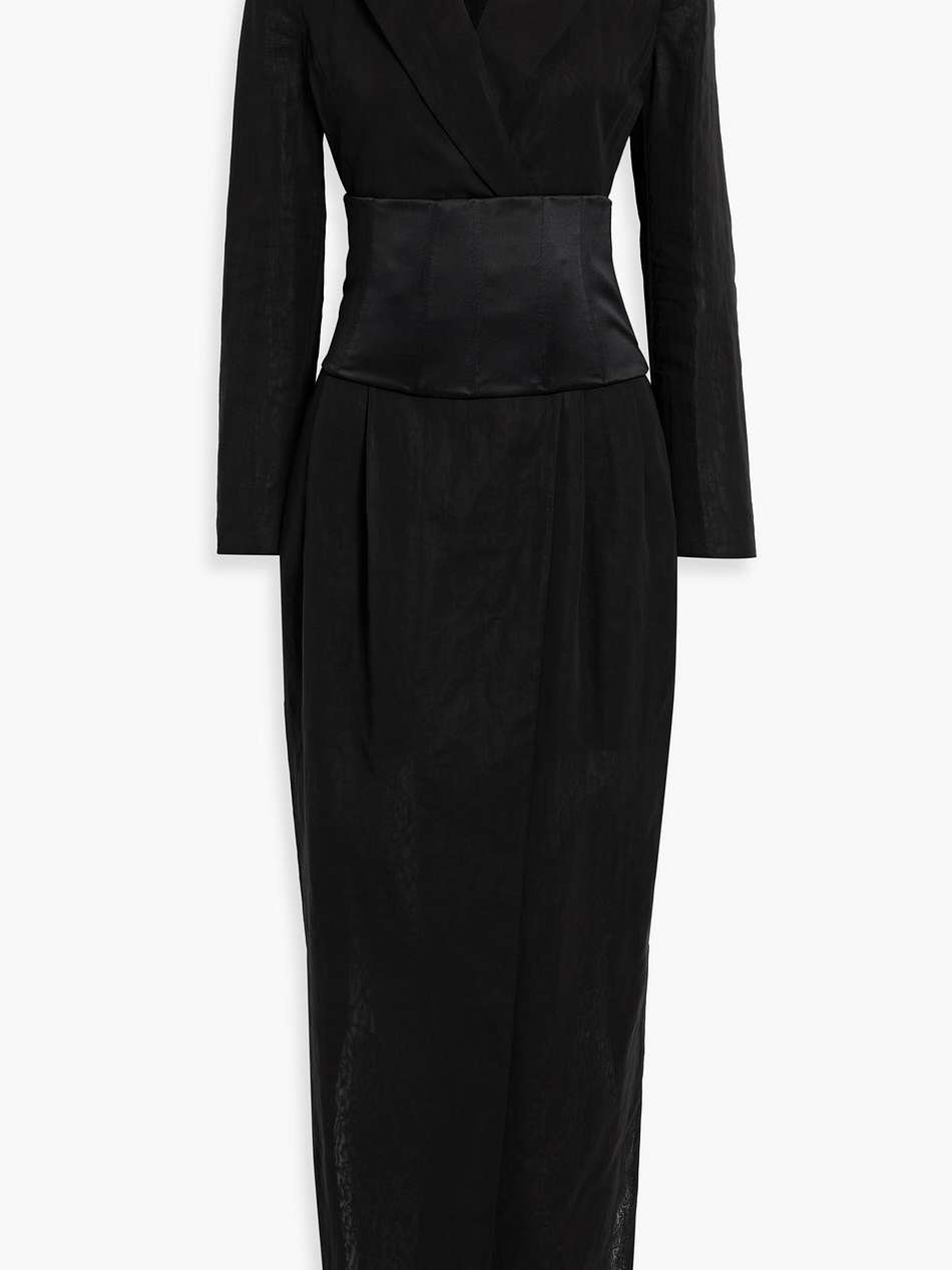 bead-embellished cotton-organdie maxi wrap dress