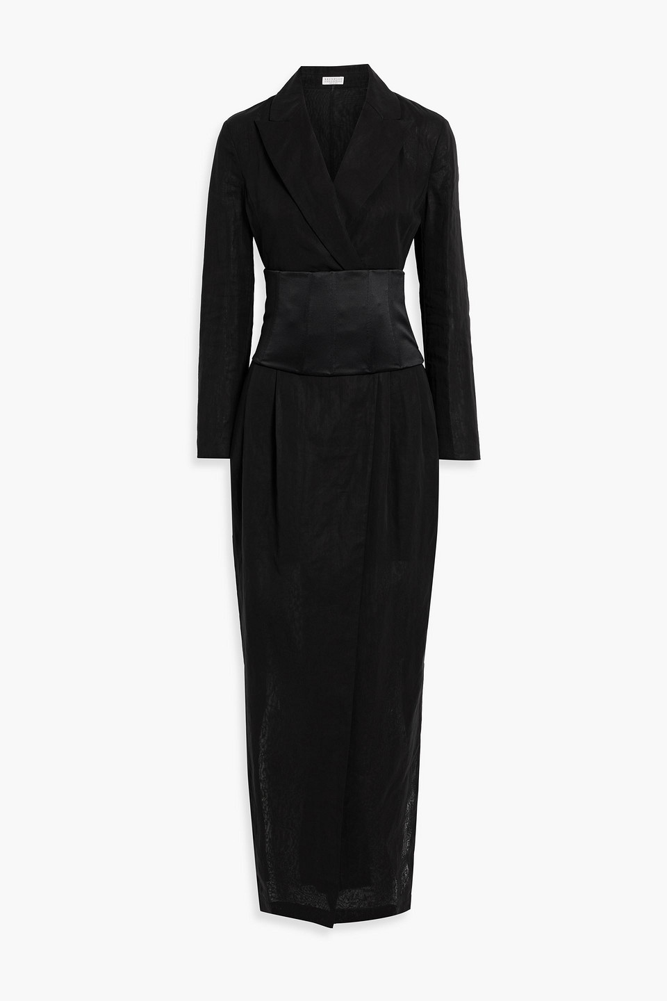 Brunello Cucinelli Bead-embellished Cotton-organdie Maxi Wrap Dress In Black