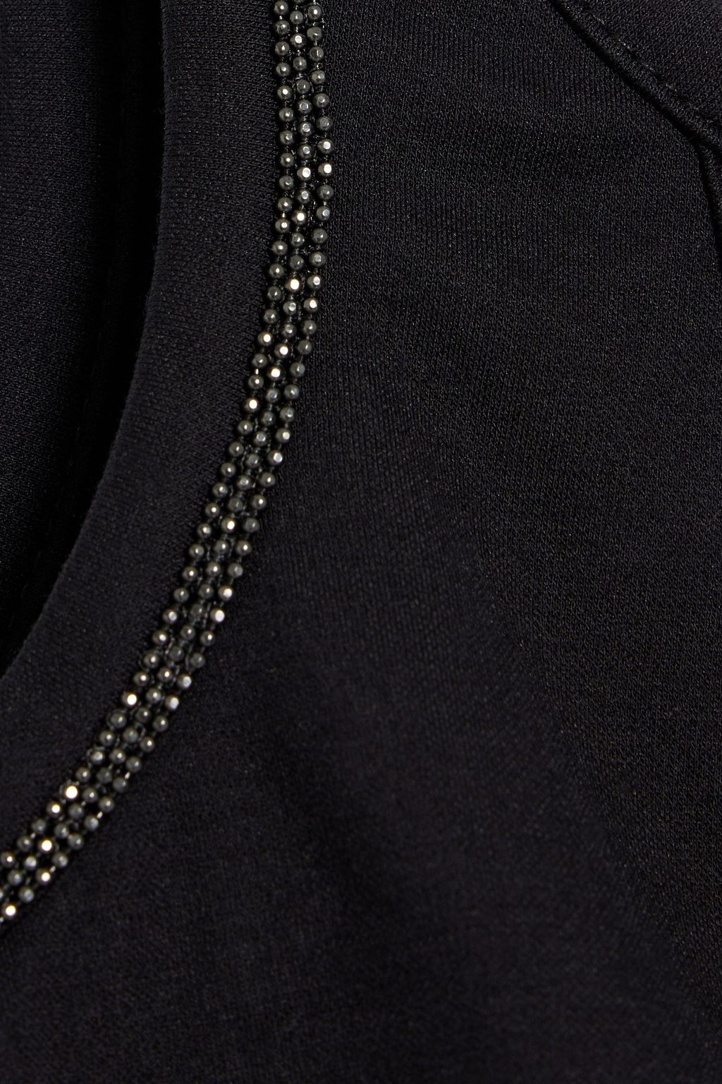 BRUNELLO CUCINELLI Cropped bead-embellished cotton-blend piqué bustier top