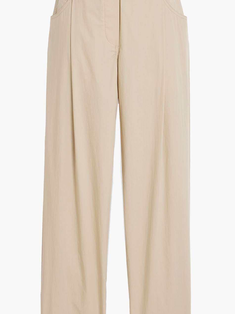 bead-embellished cotton-sateen tapered pants