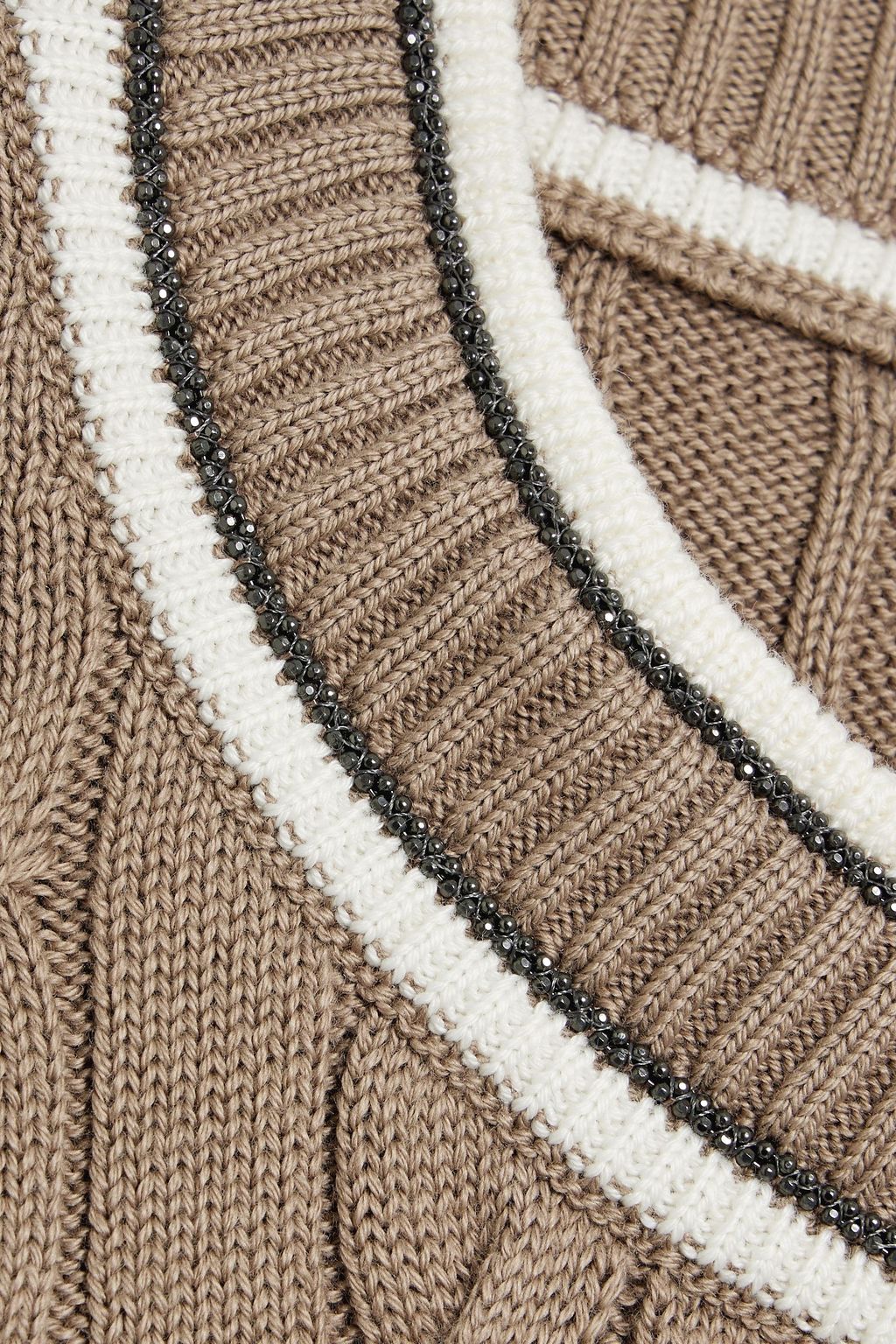 BRUNELLO CUCINELLI Bead-embellished cable-knit cotton top