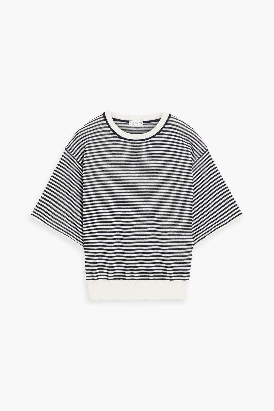 Brunello Cucinelli Striped Linen-blend Top In White