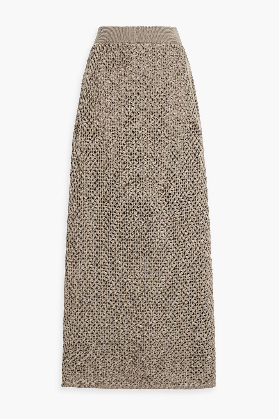 Brunello Cucinelli Crocheted Cotton Maxi Skirt In Taupe