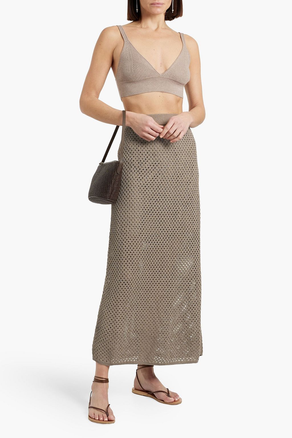 BRUNELLO CUCINELLI Open-knit cotton maxi skirt