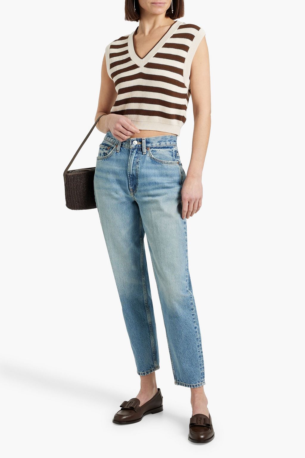 BRUNELLO CUCINELLI Bead-embellished striped cotton vest