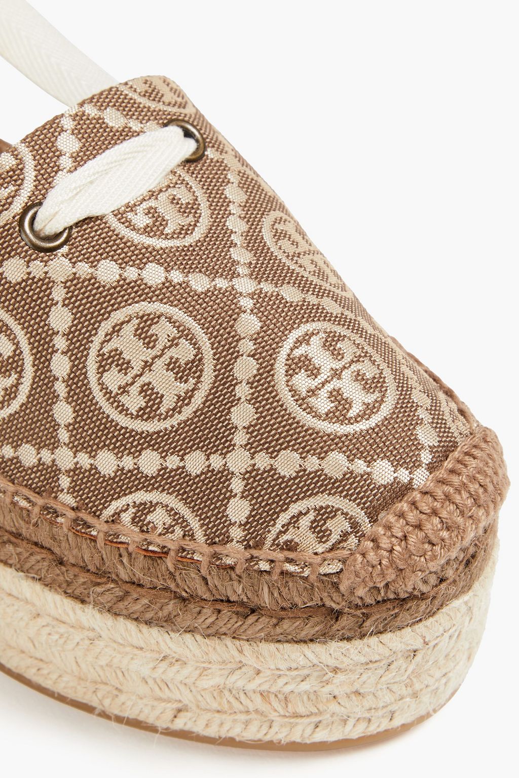 TORY BURCH 자카드 & 가죽 플랫폼 에스파드류