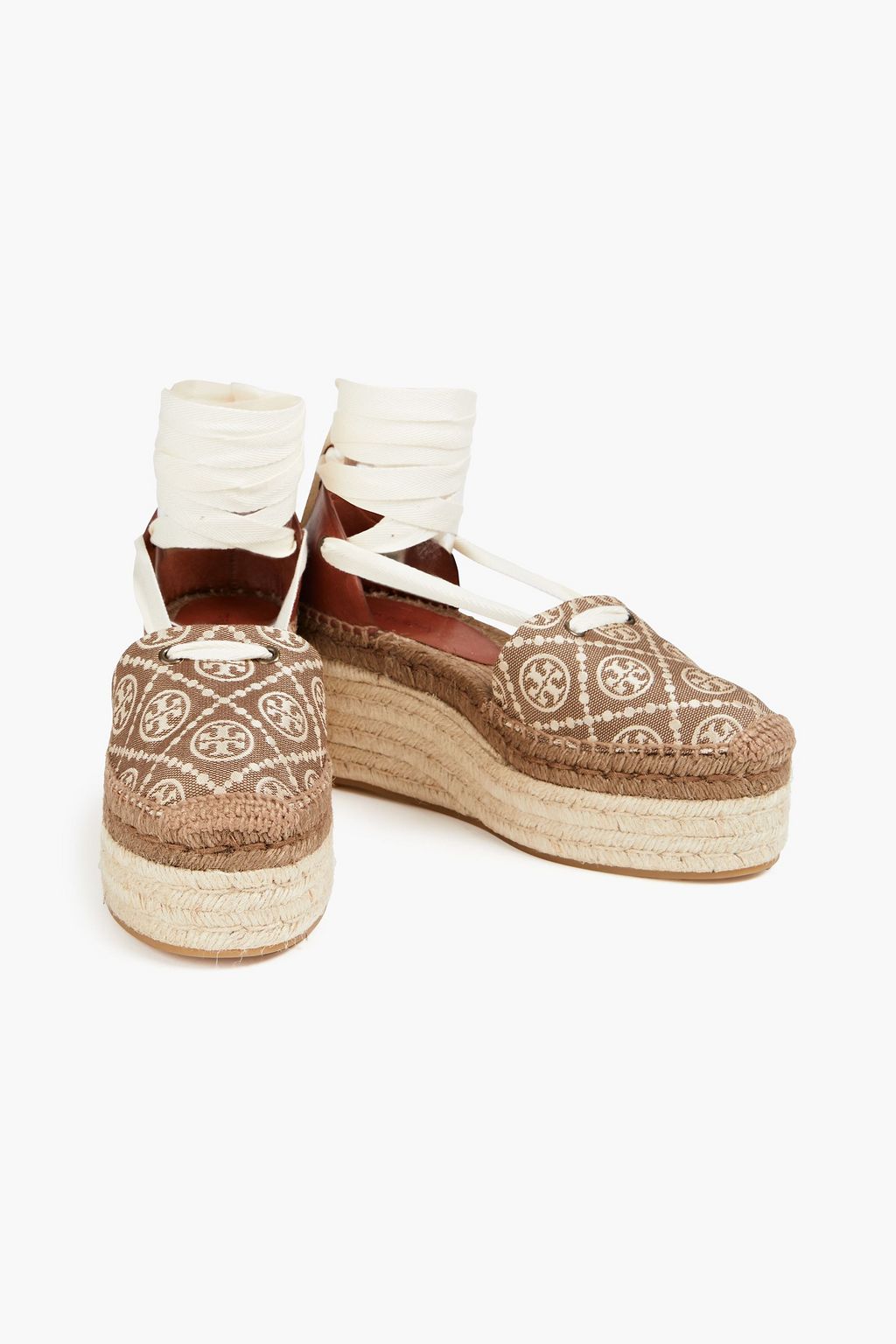 TORY BURCH 자카드 & 가죽 플랫폼 에스파드류