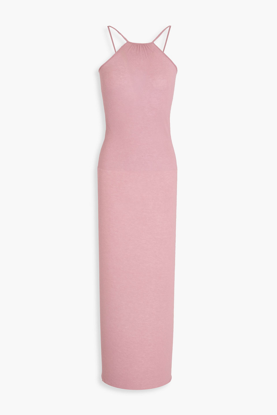 Rick Owens Skorpio Neckholder-midikleid Aus Geripptem Jersey In Altrosa