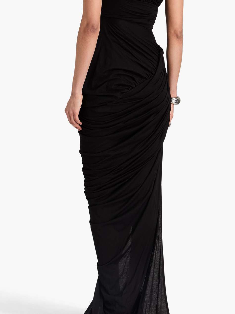 lido one-shoulder draped cotton-jersey gown