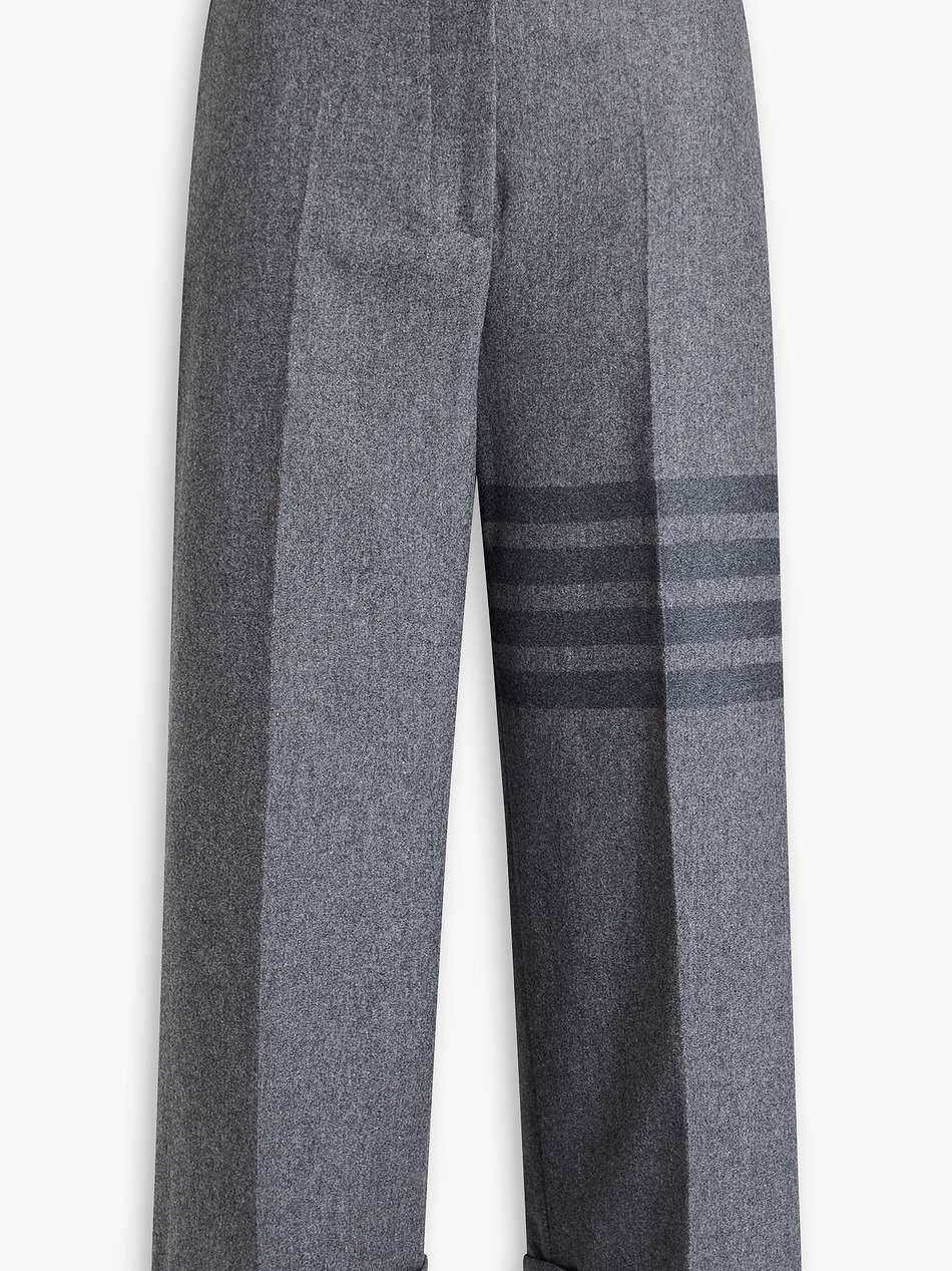 cropped wool and cashmere-blend flannel straight-leg pants