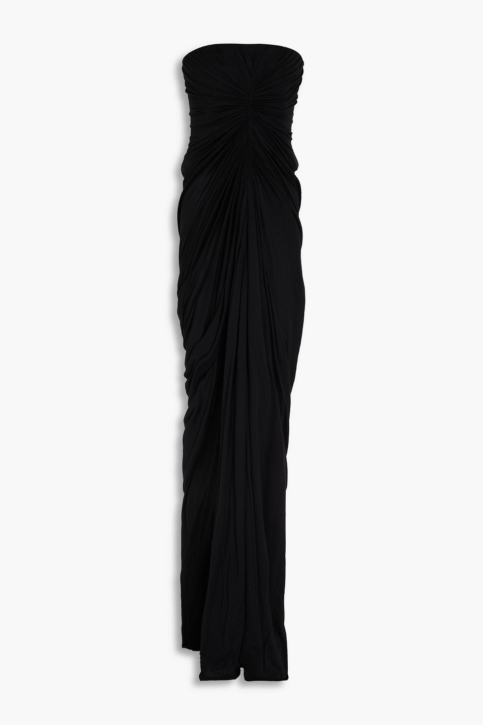 Rick Owens Radiance Strapless Draped Cotton-jersey Gown In Black