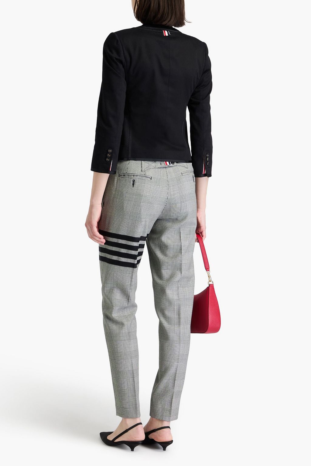 THOM BROWNE بنطال بقصة تضيق تدريجياً من الصوف بنقشة المربعات المائلة