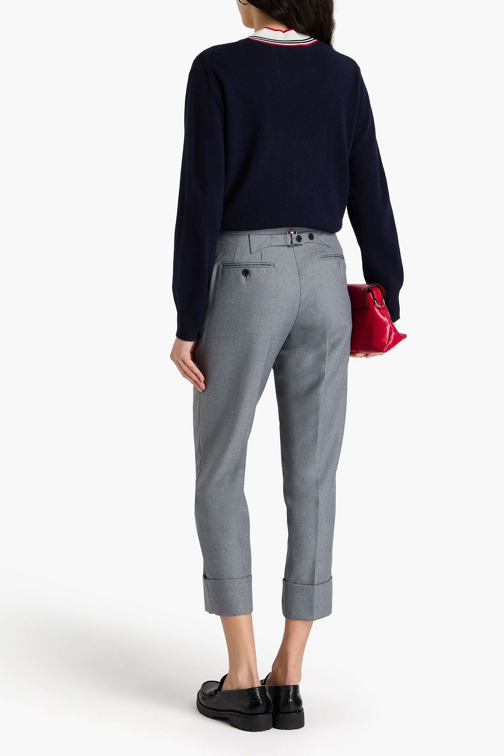 THOM BROWNE Cropped twill tapered pants