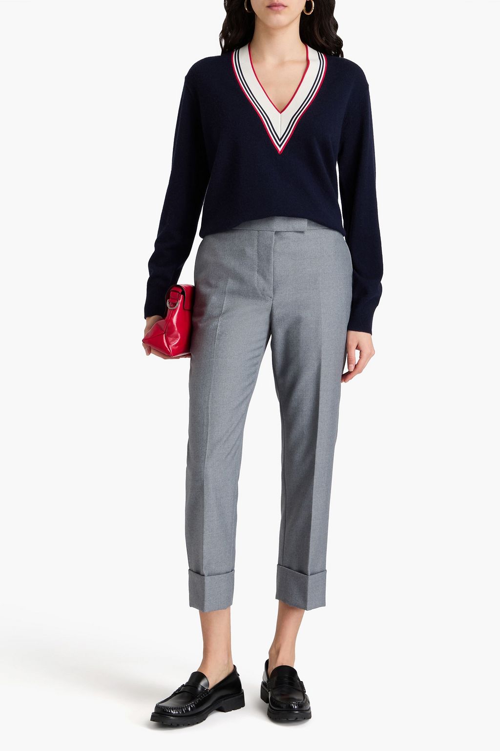THOM BROWNE Cropped twill tapered pants