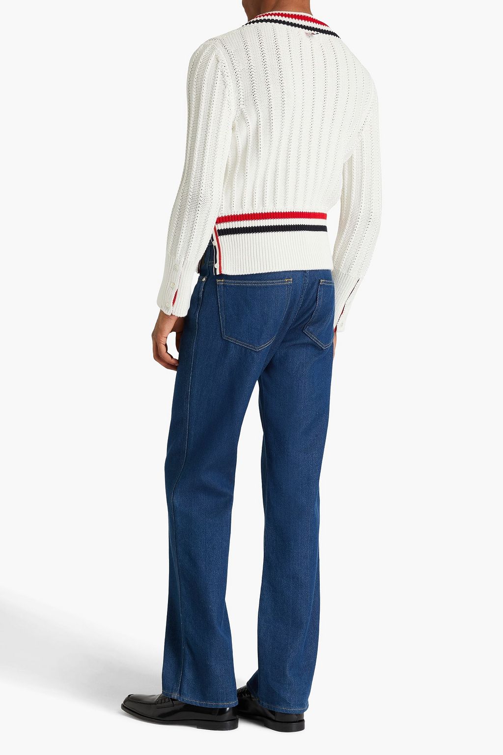 THOM BROWNE Ribbed striped cotton sweater