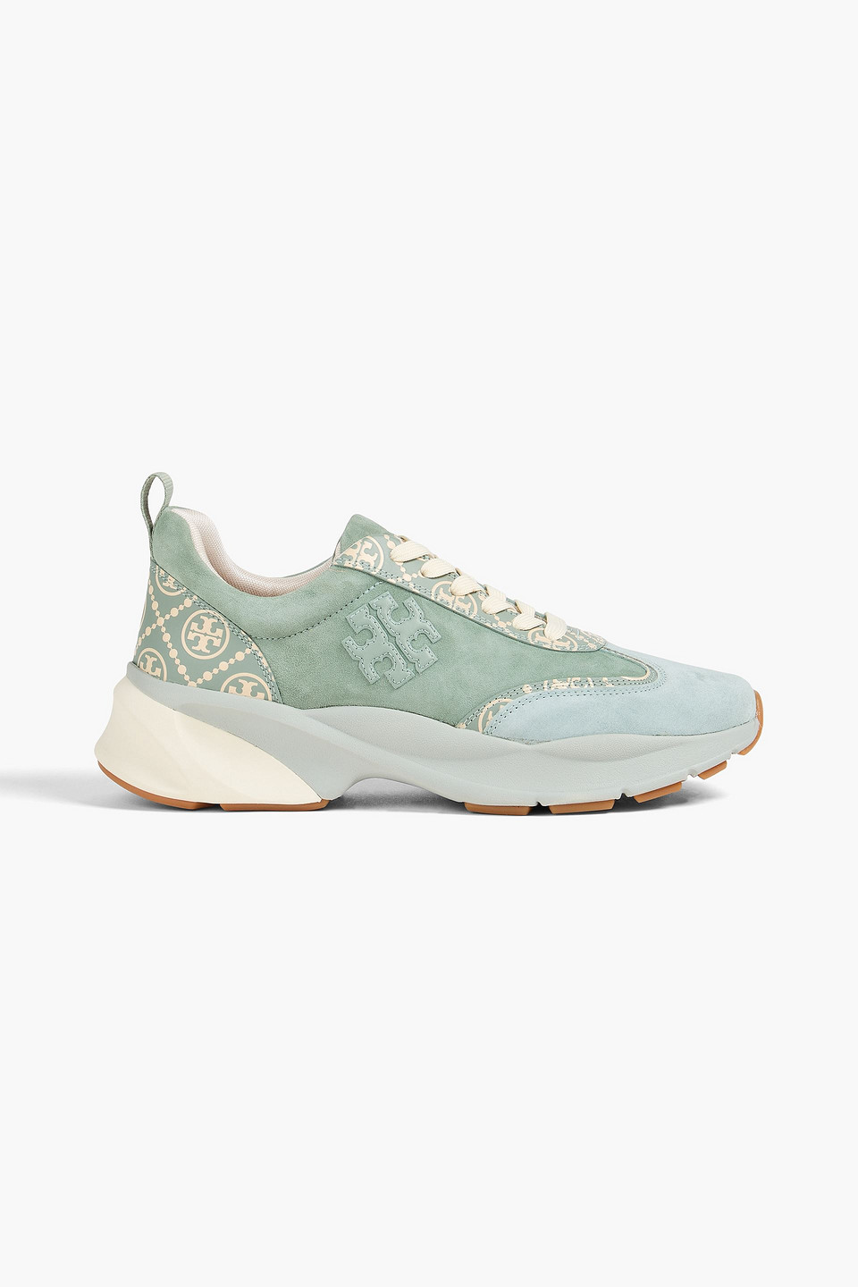 Tory Burch Good Luck Suede Trainers In Sage Green