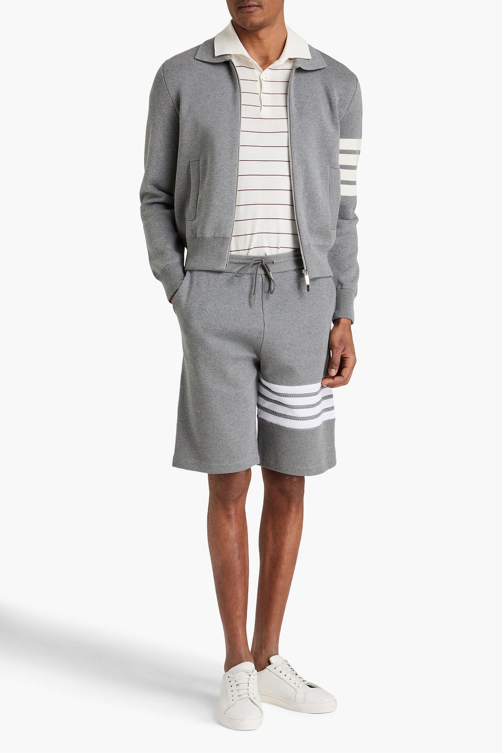 THOM BROWNE Striped cotton cardigan