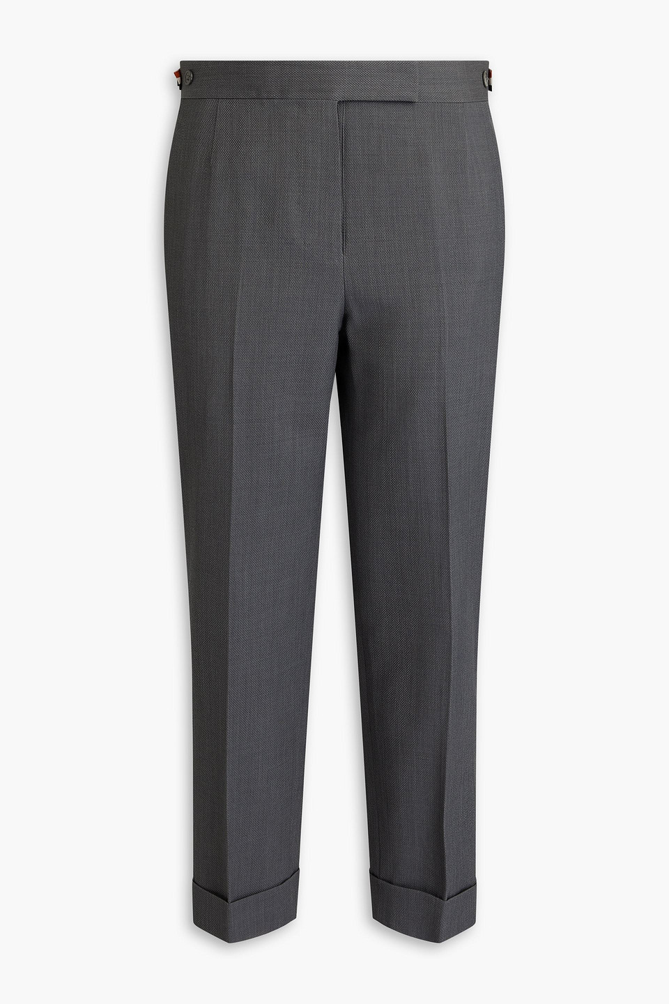 Thom Browne Cropped Wool-piqué Slim-leg Pants In Gray