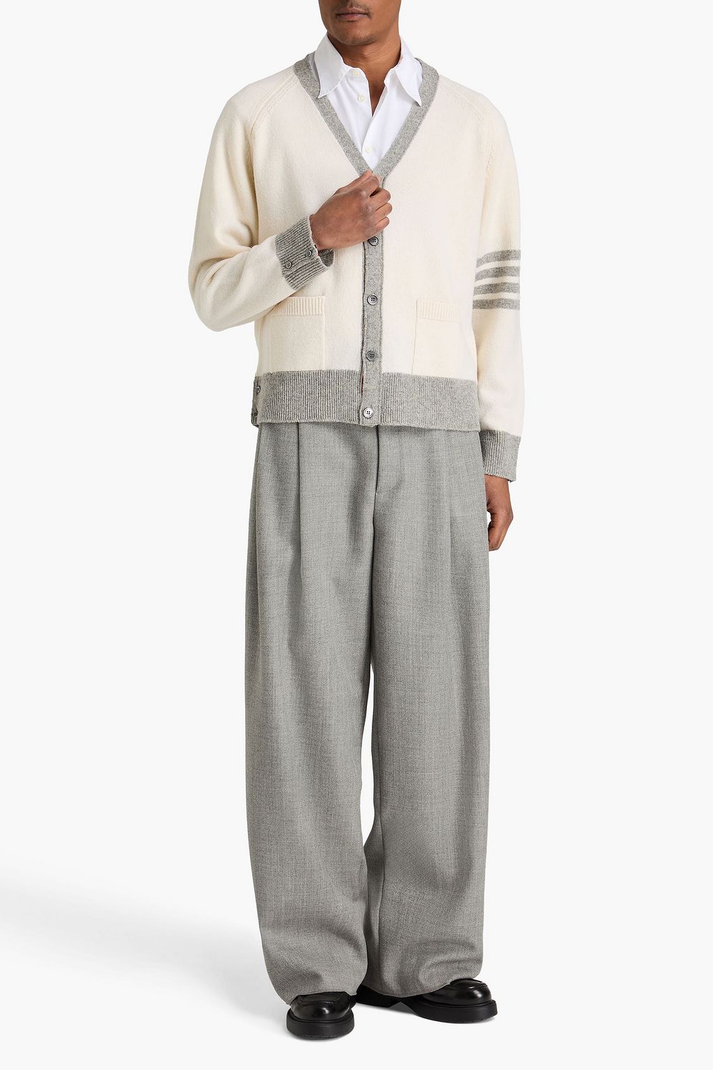 THOM BROWNE Striped wool cardigan