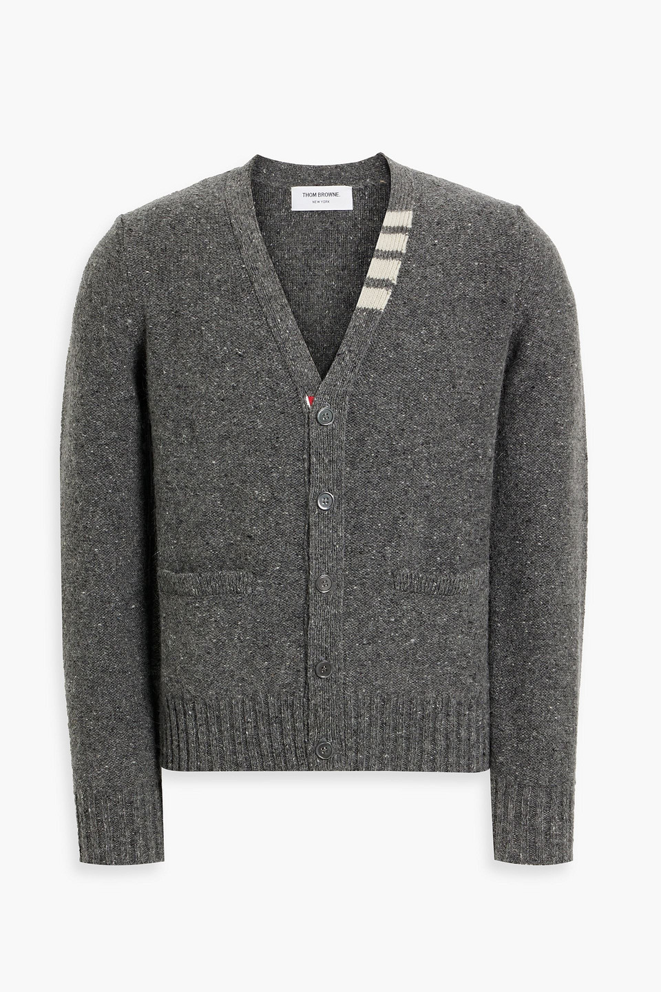 Thom Browne Striped Wool And Mohair-blend Cardigan In Gray