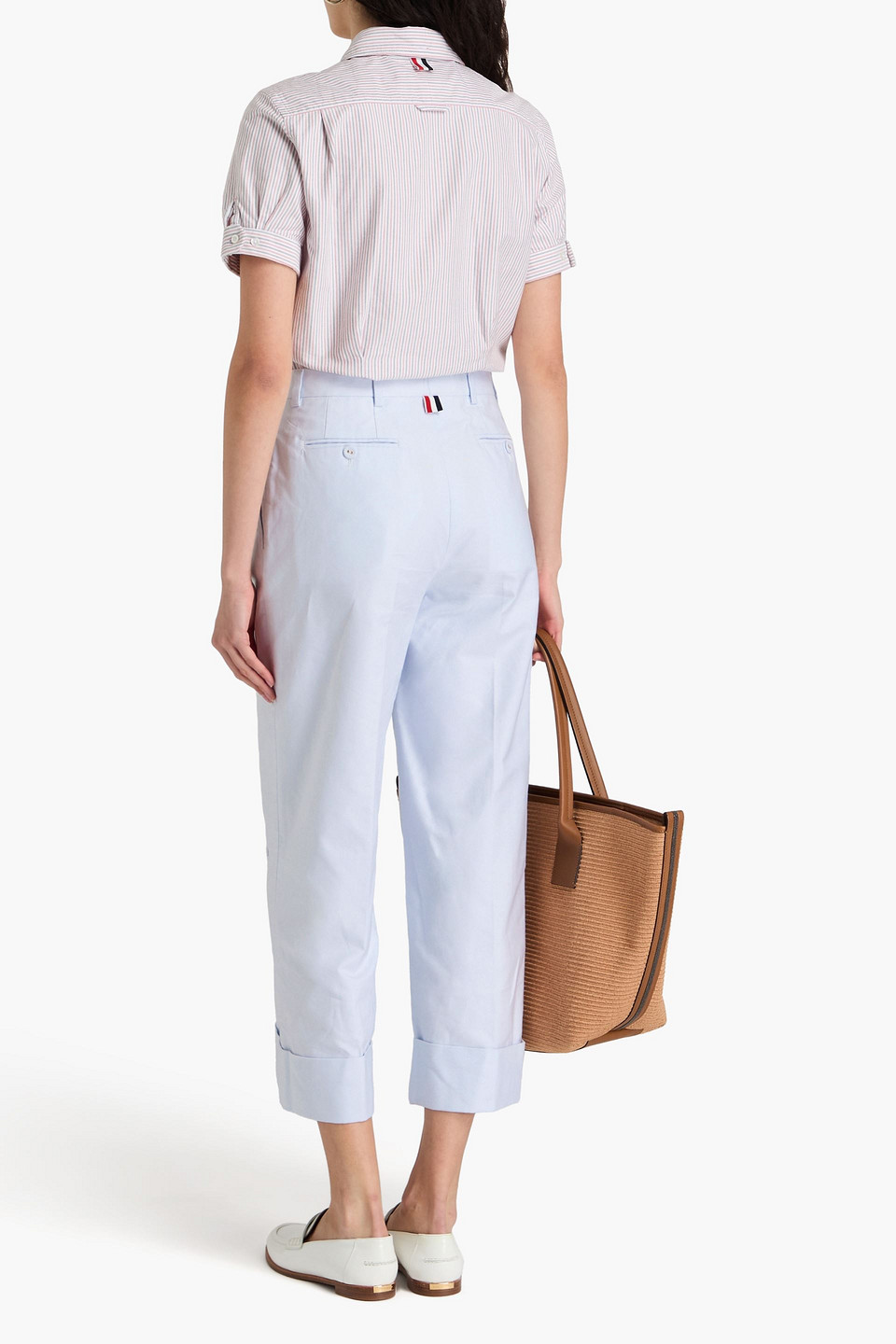Thom Browne Cropped Hose Mit Geradem Bein Aus Baumwoll-oxford In Himmelblau