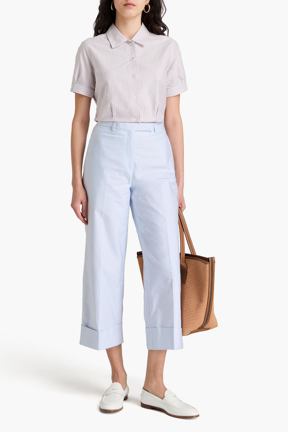 Thom Browne Cropped Hose Mit Geradem Bein Aus Baumwoll-oxford In Himmelblau