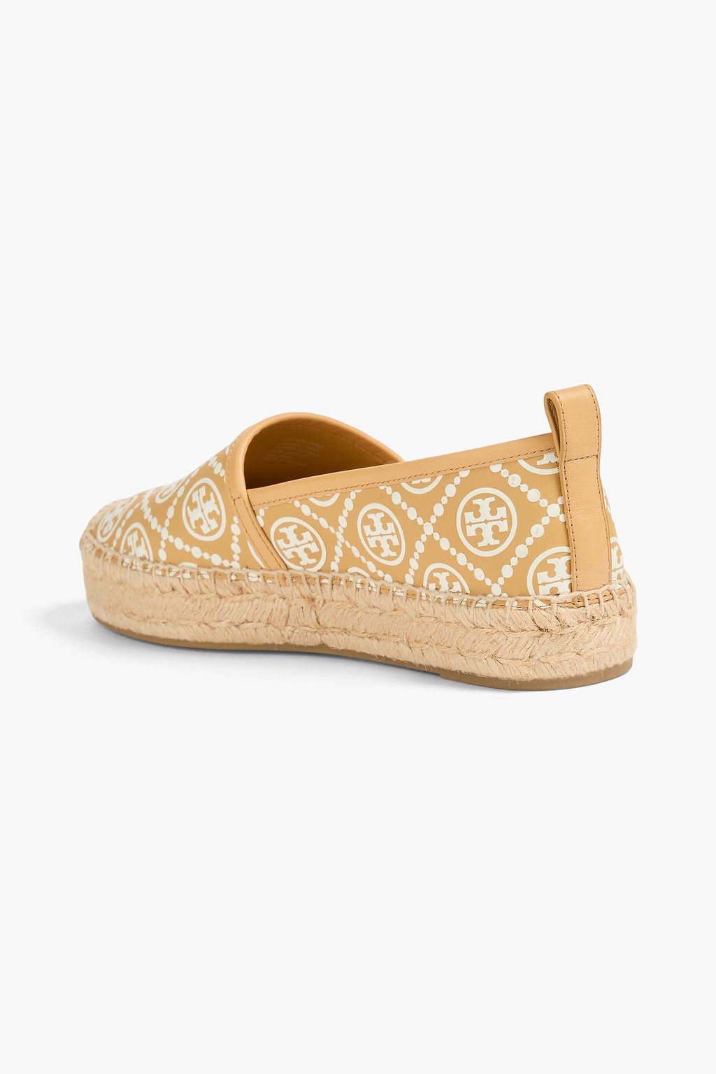 TORY BURCH حذاء إسبادريل من الجلد ومزين بطبعة شعار العلامة التجارية