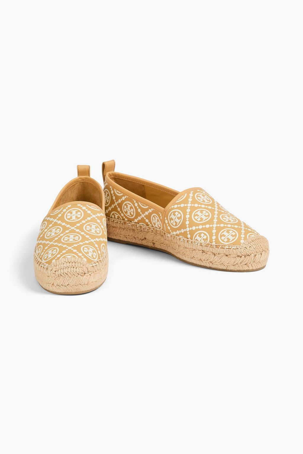 TORY BURCH حذاء إسبادريل من الجلد ومزين بطبعة شعار العلامة التجارية