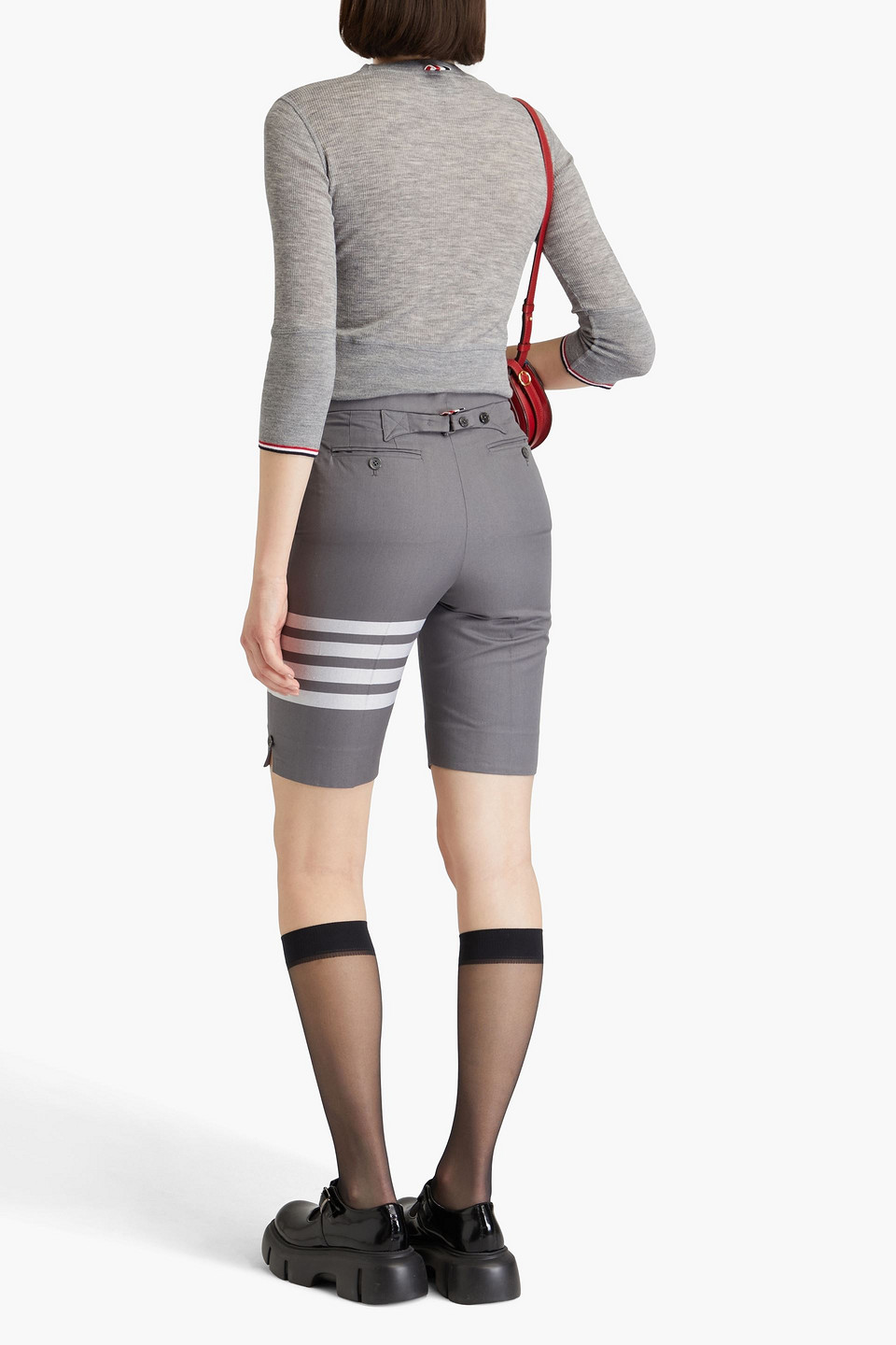 Thom Browne Striped Cotton-twill Shorts In Gray