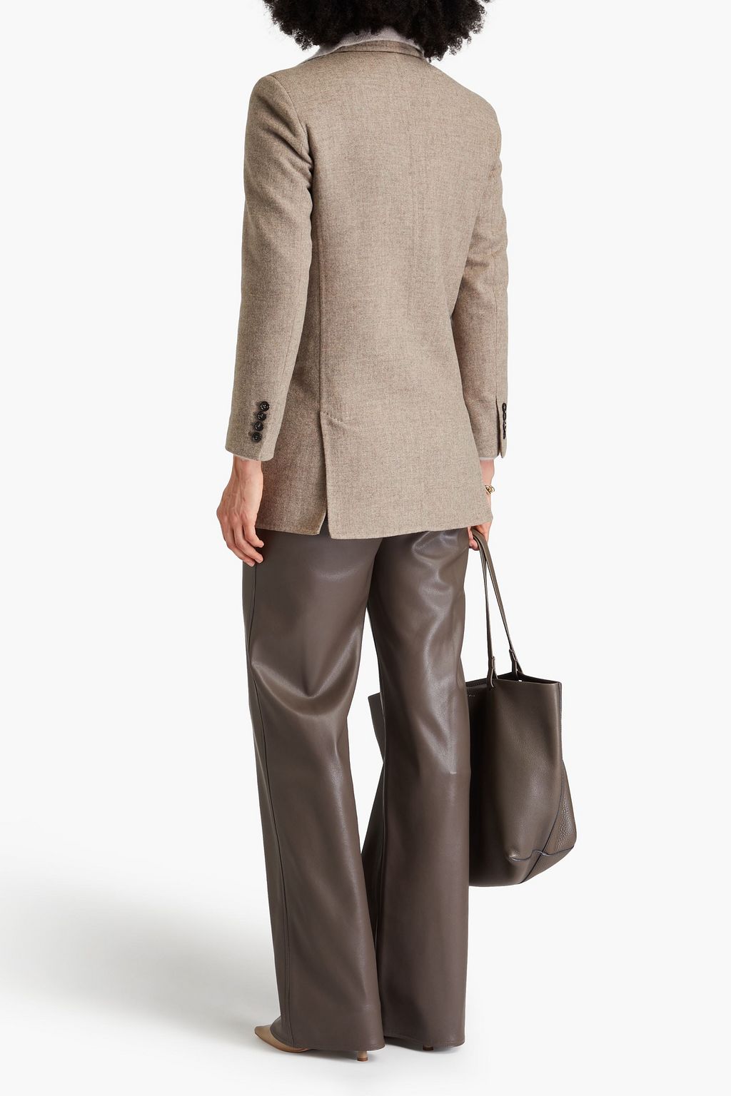 MAX MARA 더블 브레스티드 울 캐시미어 혼방 플란넬 블레이저