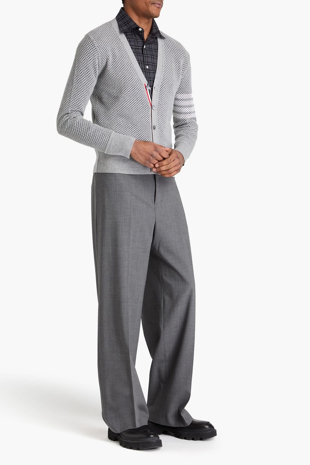 THOM BROWNE Open-knit cashmere-blend cardigan