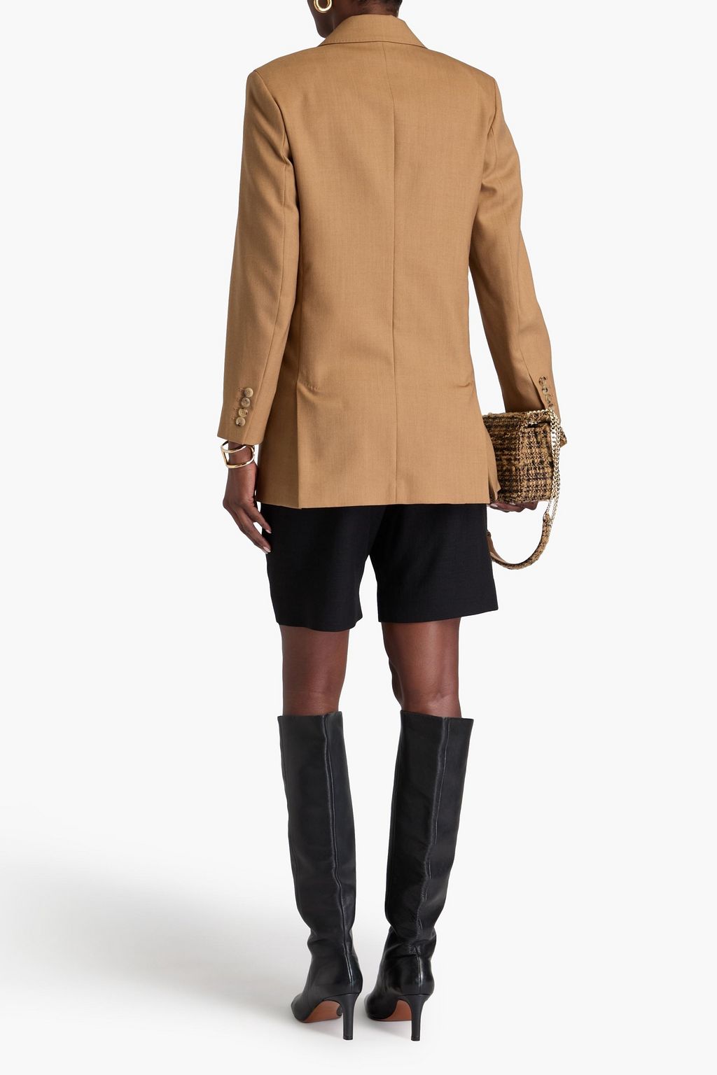 MAX MARA 더블 브레스티드 울 모헤어 실크 혼방 블레이저