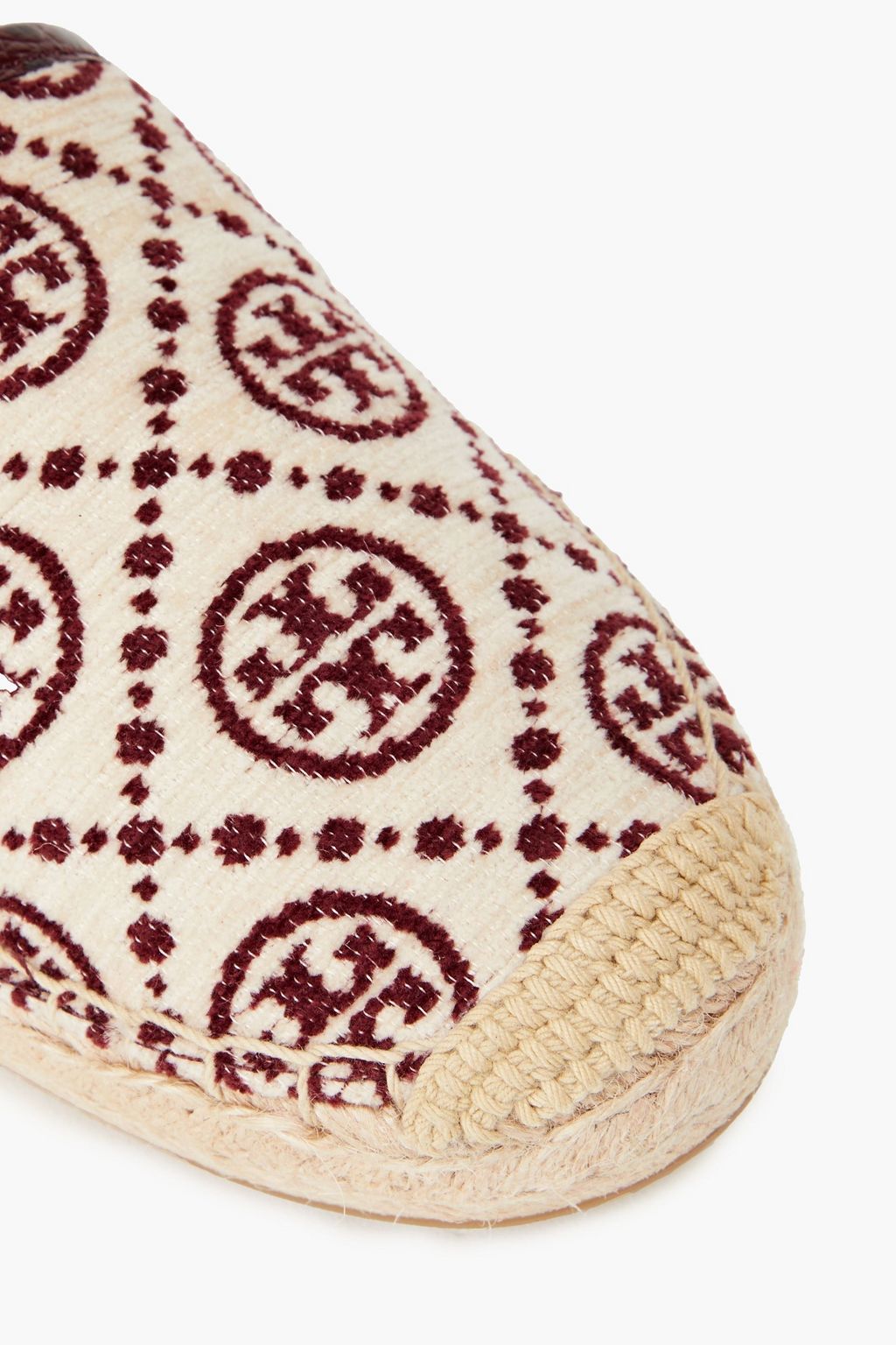 TORY BURCH Logo-print velvet espadrilles