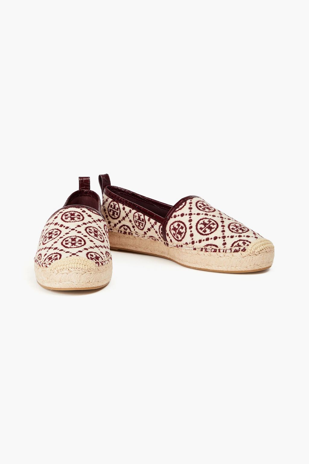 TORY BURCH Logo-print velvet espadrilles