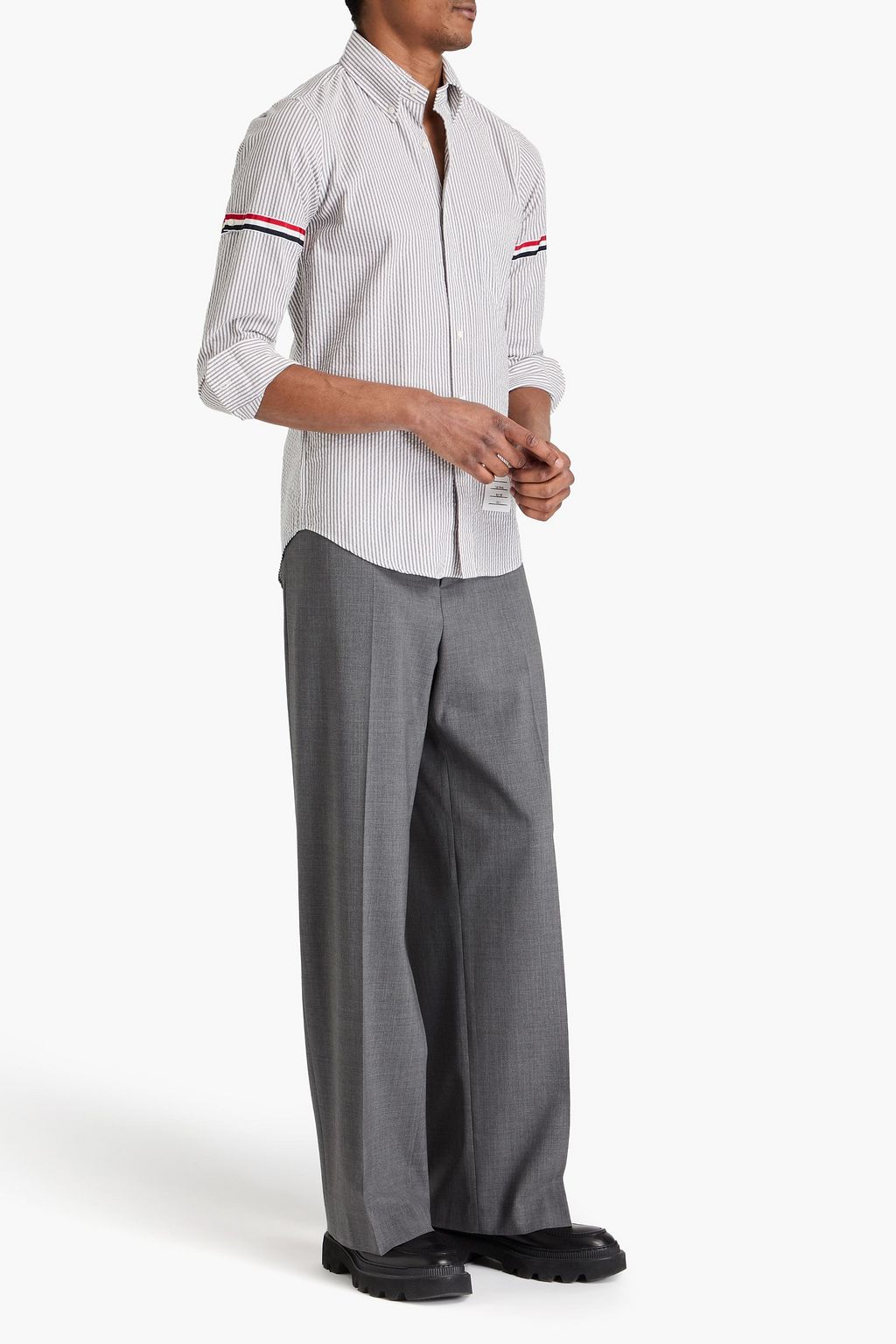 THOM BROWNE Gestreiftes Hemd aus Baumwoll-Seersucker