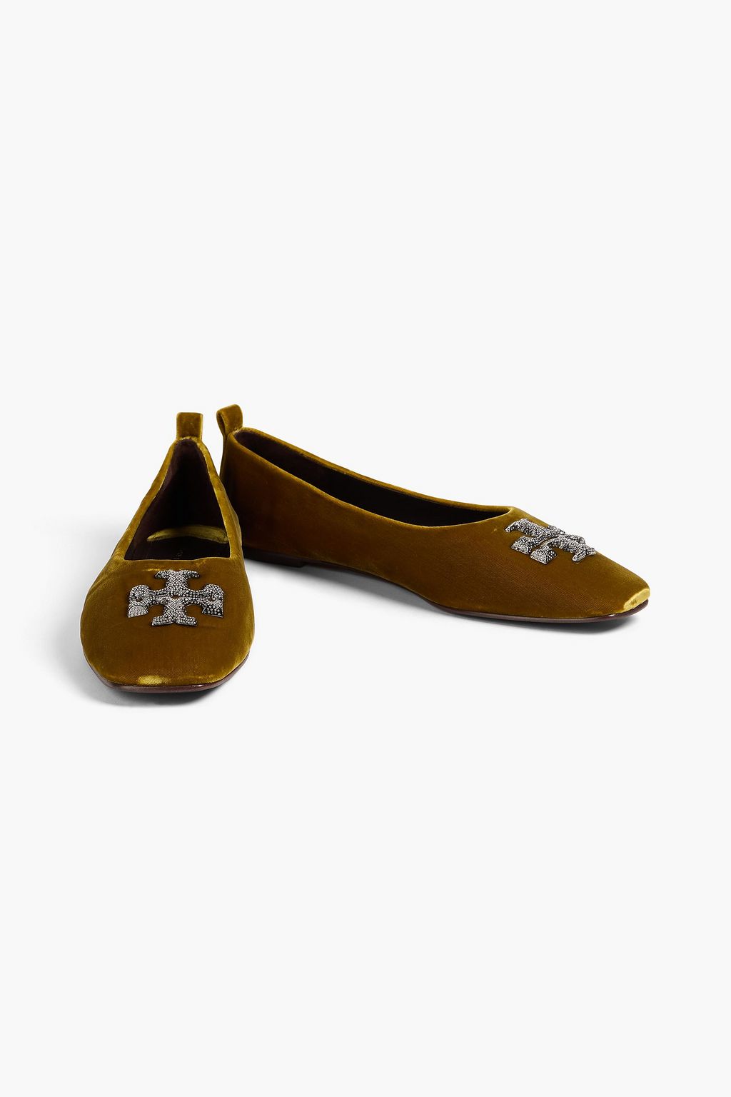 TORY BURCH حذاء باليرينا مسطح «إليانور» من المخمل بتصميم مزركش