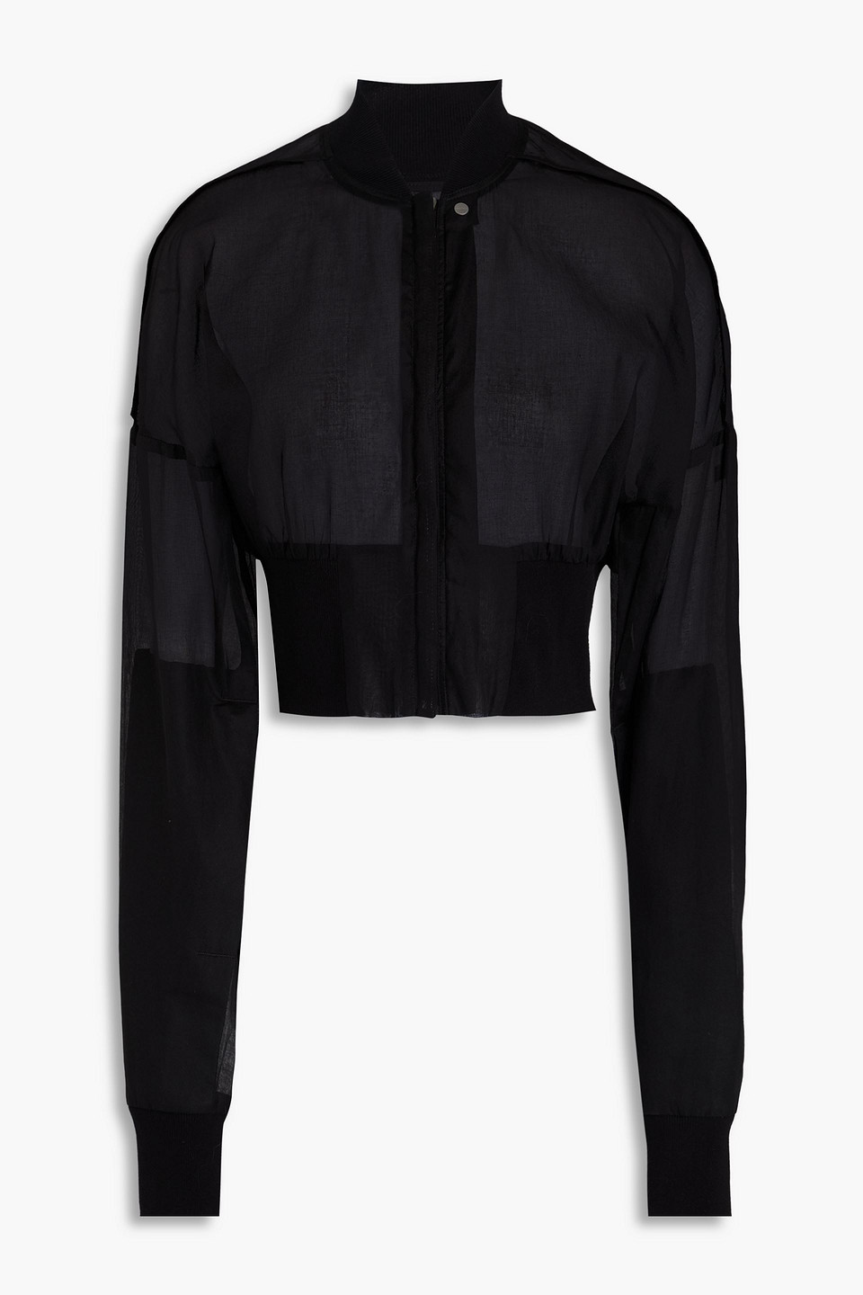 Rick Owens Cropped Bomberjacke Aus Baumwoll-organza In Black