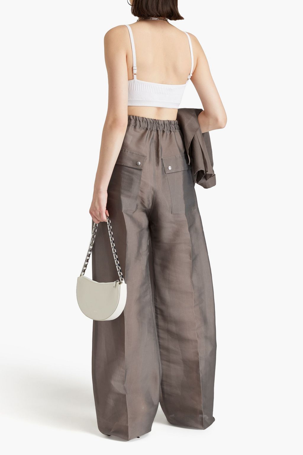 RICK OWENS シルク混オーガンザ ワイドレッグパンツ