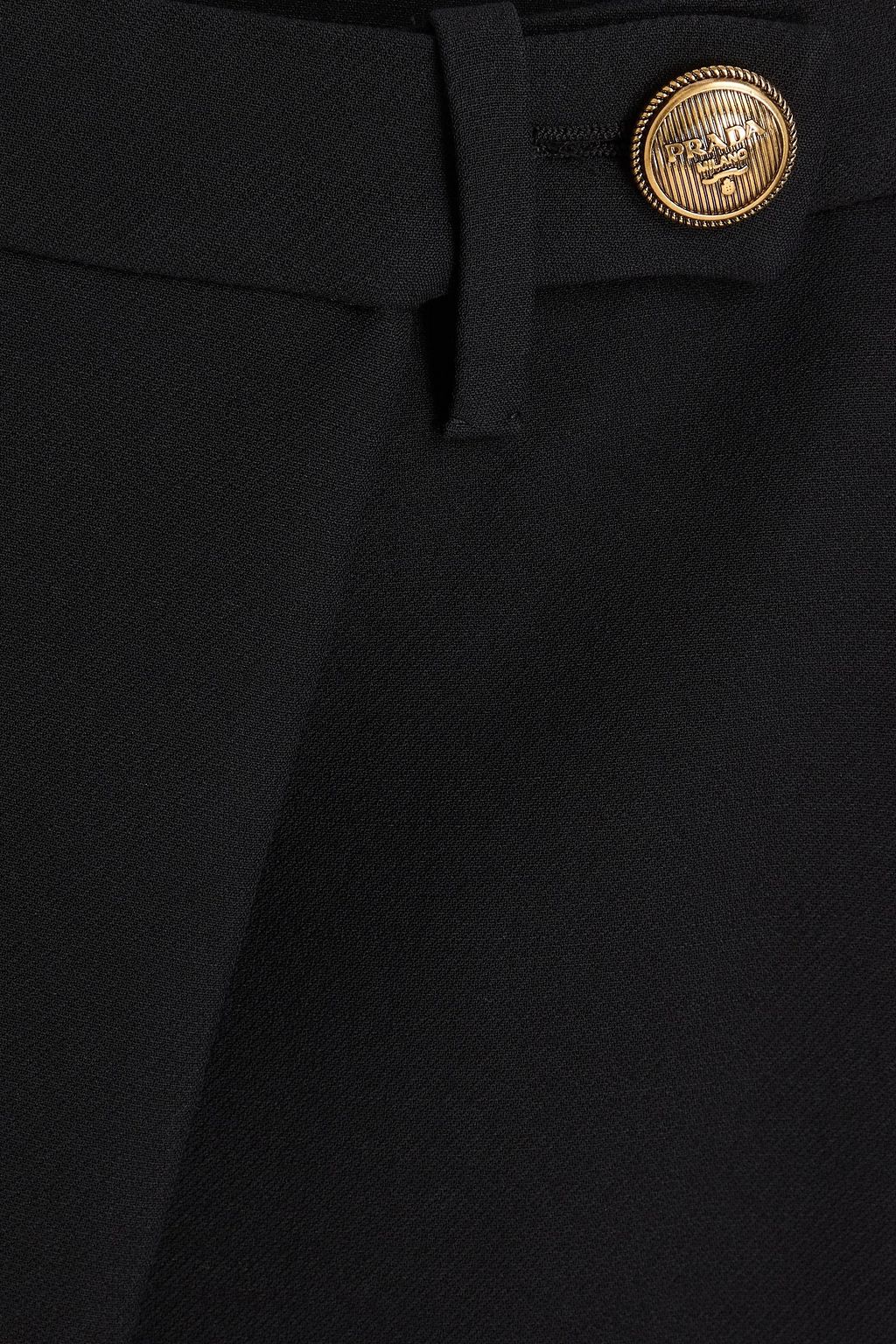 PRADA Layered wool and silk-blend crepe and satin midi wrap skirt