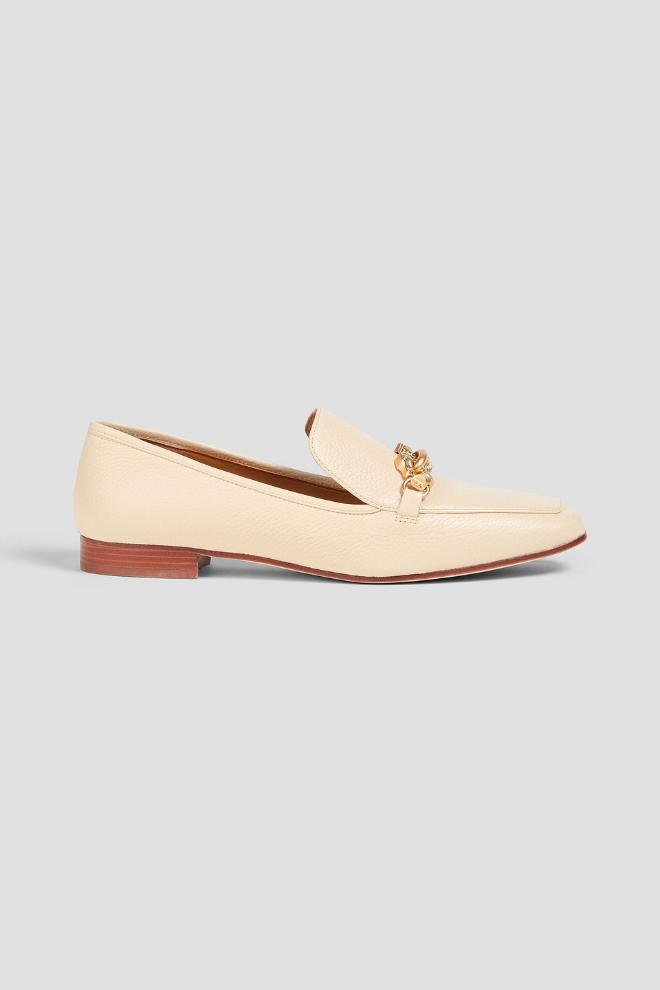Tory Burch Jessa Embellished Pebbled-leather Loafers In Ecru