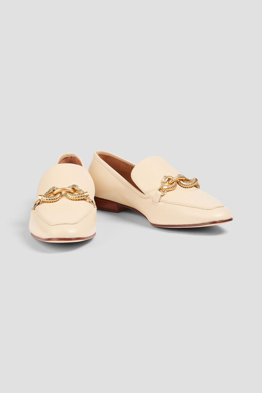 TORY BURCH 제사 장식 디테일 페블 가죽 로퍼